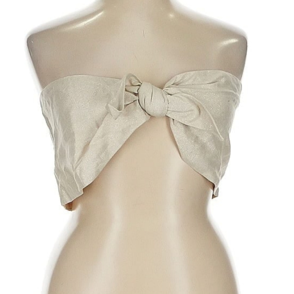 Express Cream Tie-Front Crop Top